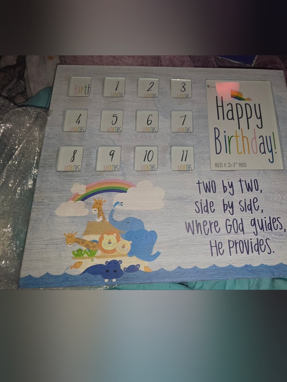 Harriet Bee Pressley Noah's Ark Baby Milestone 12-Month Picture Frame Board
